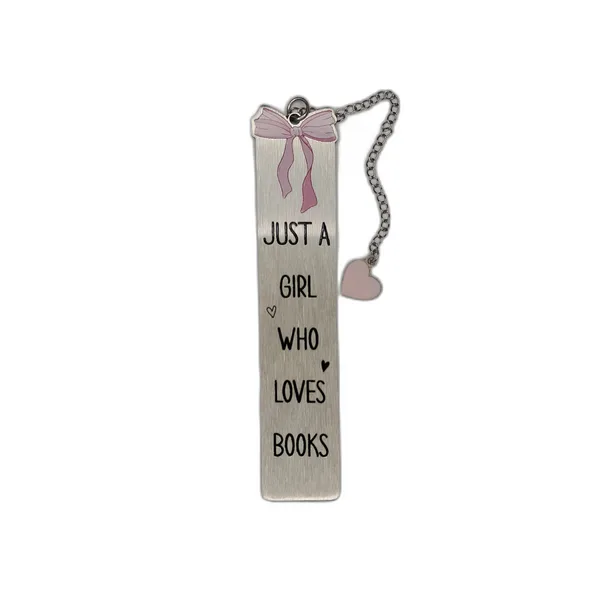 Металева закладка з гравіюванням - "JUST A GIRL WHO LOVES BOOKS"