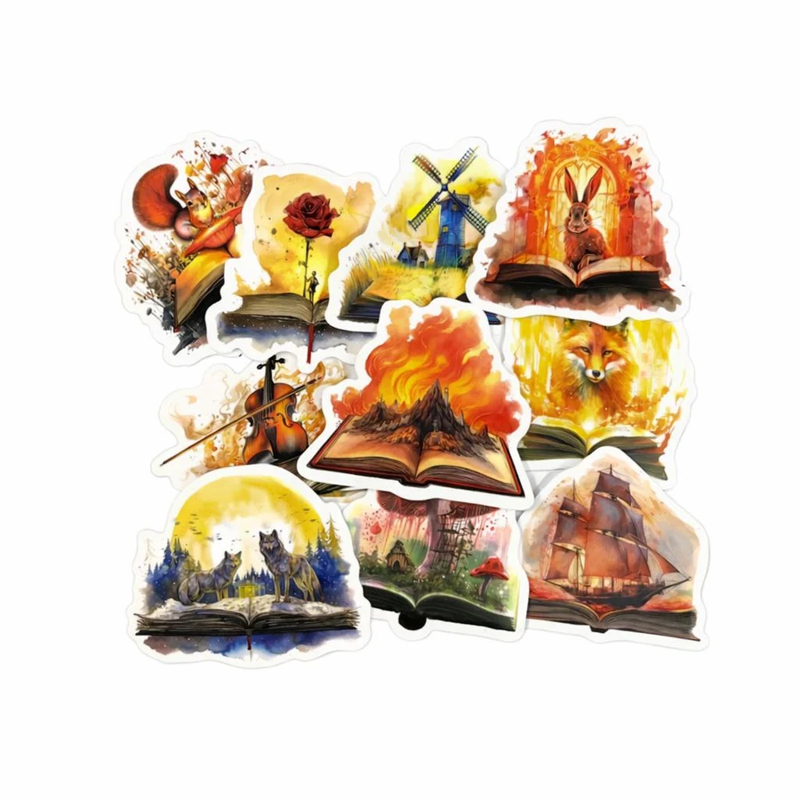 Наліпки Fantasy з книгами — набір пригод (10 шт.)