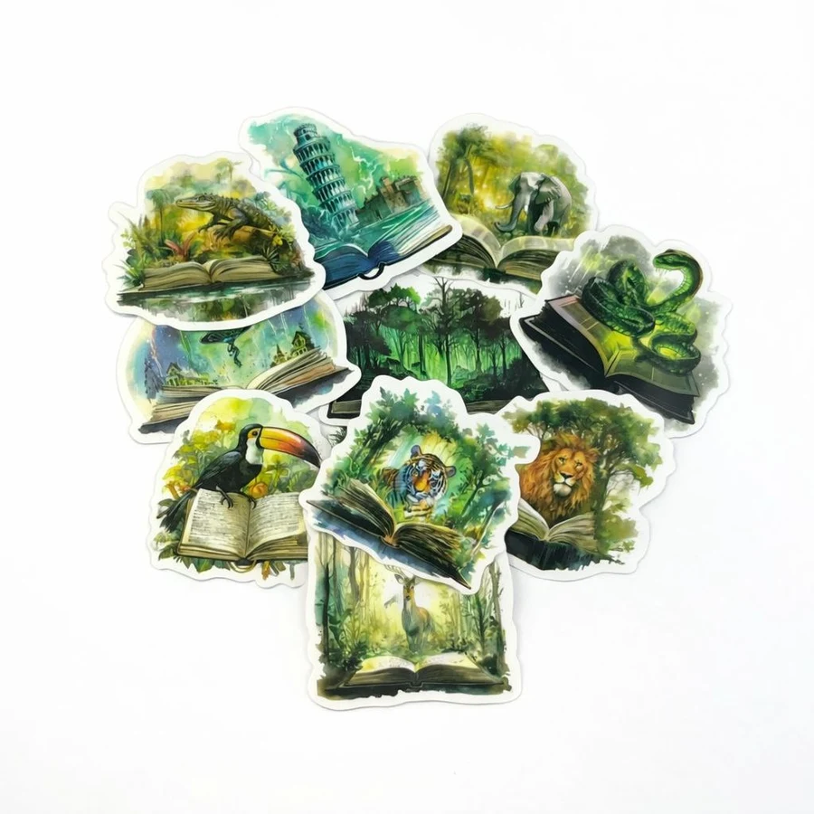 Наліпки Fantasy з книгами — зелений набір (10 шт.)
